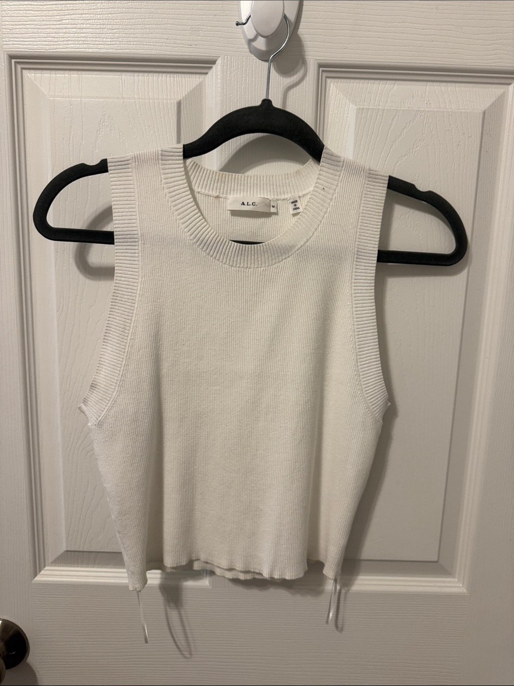 A.L.C. Ivory Sleeveless Ribbed Knit Tank